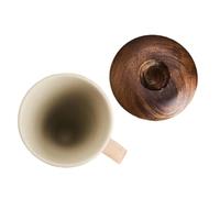 Ceramic Coffee Mug - 250ML Retro Wooden Handle Cone Design Water Flask - Ceramic Tea Mug | for Home Travel Christmas Valentines Birthday Wedding Holiday Work Office