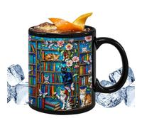 Ceramic Coffee Mug | 350 ml Cat Motif Mug - Ceramic Coffee Cup and Library Mug - For Chocolate, Tea, Water, Juice, Home, Dorm, Hotel, Apartment, Animal Lovers, Reading Enthusiasts