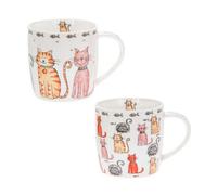 Ceramic Coffee Mug 350Ml Faithful Friends Assorted Cat Design Cup Tea Hot Drinks