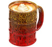 Ceramic Coffee Mug, 700ml Large Tea and Coffee Cup with Handle, Kiln Change Beer Cup, Porcelain Water Mug, Large Capacity Creative Tea Cups, Microwave and Dishwasher Safe for Office Home(Yellow red)