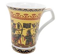 Ceramic Coffee Mug Ancient Egyptian Style Porcelain Large Cup for Coffee Tea Suitable for Home Life or Souvenir for Family Friends, 5 Kinds of Style 330ML (Black and Gold)