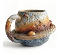 Ceramic Coffee Mug, Astronomy-Themed, Earth/Moon/Saturn/Sun, Space Embossed Planet Mug, for Coffee, Tea, Milk, Women, Men C