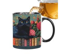 Ceramic Coffee Mug - Bookshelf Mug | Cat Mùg | 350ml Heat Resistant Vibrant Ceramic Cup, Book Lovers Gift, for Tea Coffee Hot Chocolate, Home Dorm Writer Reading Enthusiast