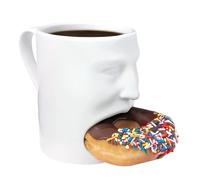 Ceramic Coffee Mug, Funny Face Cup, Cookie Holder Design, 5.12x3.74x2.95 inches, Heat-Resistant Beverage Container, Breakfast Style, for Dormitory School Restaurant Bedroom Setting