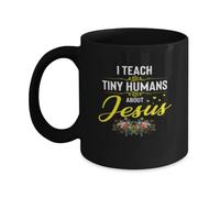 Ceramic Coffee Mug I Teach Tiny Humans About Jesus Funny Tea Mugs Novelty Cup for Hot Brew Home Kitchen