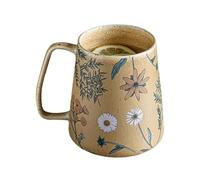 Ceramic Coffee Mug, Large Ceramic Coffee Latte Mug, Hand Painted Floral Design Pottery Cup, Great Present, Enhanced Grip Stability, 710ml, for Teachers Home Lovers Kitchen Decor