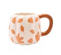 Widdop and Co Country Living Pumpkin Mug - Orange Leaves Ceramic Mug for Autumn, Cosy Hot Drinks, Seasonal Gift for Coffee & Tea Lovers