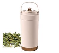 Ceramic Coffee Mug To Go 500 ml - Insulated Travel Mug Cream White with Handle Straw | Coffee Cup - Leak-proof Heat Cooling - 7.5 x 7.5 x 19 cm, Portable for Commuting Outdoor Sports Fitness Everyday