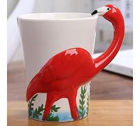 Ceramic Coffee Mug,Water Cup, Drinking Cup,Large Capacity Porcelain Tea Cup,Flamingo Fun Novelty Mug Perfect for Home and Office, 400ml, 13.5x12x11.5 cm (Red Flamingo)