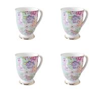 Ceramic Coffee Mugs Set of 4-11 oz/312 ml Bone China Floral Tea Water Cups - Tea Coffee Latte Cappuccino Home Kitchen Office Gift Mugs Set
