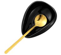 Ceramic Coffee Spoon Rest with Coffee Spoon, Black Coffees Spoons Holder for Kitchen Counter, Coffees Bar Accessories for Gift, Spoons Rest for Tea, Spice, Decorative Piece