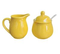 Ceramic Colorful Creamer and Sugar Set with Lid Spoon, Coffee Serving Set