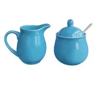 Ceramic Colorful Creamer and Sugar Set with Lid Spoon, Coffee Serving Set