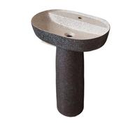 Ceramic Column Basin Vanity Vessel Sink, 2-Pieces Floor Standing Style Frosted Sink with Single Faucet Hole (Color : 002) (001 One Size)