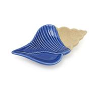 Ceramic Conch Shell Trinket Dish | Blue Seashell Jewellery Tray Nautical Key Dish & Vanity Display | Coastal Homeware Accent for Nautical Decor - 19x12cm