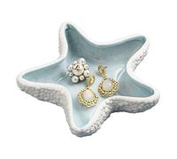 Ceramic Conch/Starfish/Shell Tray, Ocean Style Trinket Dish Earrings Candy Storage Bowl, Blue Creative Storage Trinket Holder for Nordic Room Home Party Decor(Type D)