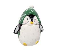 Ceramic Cookie Jar Set with Flavour Sugar Cookies Airtight Storage Decorative Container for Biscuits Snacks Kitchen Countertop Display Gift for Home (Pack Of 1(Penguin))