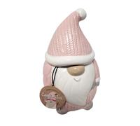 Ceramic Cookie Jar with cookies. with Lid Textured Knit Pattern Decorative Storage Container Airtight Design Ideal for Biscuits Snacks Kitchen Countertop Ornament. (single (pink gonk))