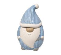 Ceramic Cookie Jar with cookies. with Lid Textured Knit Pattern Decorative Storage Container Airtight Design Ideal for Biscuits Snacks Kitchen Countertop Ornament. (single (blue gonk))