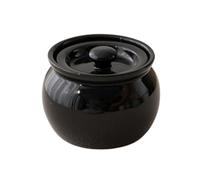 Ceramic Cooking Pot, Ceramic Stew Pot with Lid,Japanese Pot, Chinese Stockpot, Soup Serving Bowl(350ml,Black)