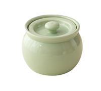Ceramic Cooking Pot, Ceramic Stew Pot with Lid,Japanese Pot, Chinese Stockpot, Soup Serving Bowl(400ml,Green)