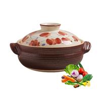 Ceramic Cooking Pot for Stews, Heat-Resistant Casserole with Lid and Handle, Versatile Hot Pot for Rice and Soups, 3.5L Capacity