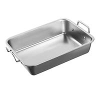 Ceramic Cooking Pot Small Copper Saucepans Rectangle Stainless Steel Paella Pan Deep Seafood with Double Handles Nonstick Serving Skillet (Silver 12inch)