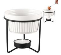 Ceramic Cordless Butter Melter Set - Kitchen Seafood Hot Pot Warmer | Sauce Tea Dessert Snacks Warmer, Fruit Chocolate Home Warming Pot, Melting Cheese Fondue Appliance, Small Butter Dish Set Kitchen