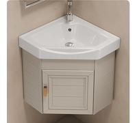 Ceramic corner dressing room basin, wall-mounted triangular bathroom sink with storage, compact design, suitable for toilets and vanities
