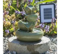 Ceramic 'Cosmos' Oil Jar Solar Powered Water Feature Outdoor 25cm Primrose Green One Size