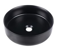 Beliani Countertop Basin Black Ceramic Matt Bathroom Round Wash Gloss | 40 x 40 x 12 cm