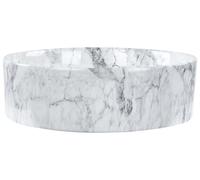 Beliani Countertop Basin MANIS 400 mm Ceramic White Marble, White