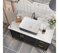 Ceramic Countertop Basin, DeerValley Rectangular Bathroom Vessel Sink, Washroom Basin Sink for Bathroom Lavatory Vanity Cabinet 48.5 x 37.5 x 15cm