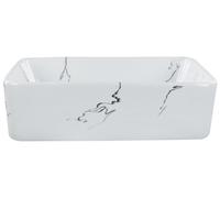 Beliani Countertop Basin HOPI 490 x 380 mm Ceramic White Marble, White