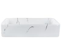 Beliani Countertop Basin Hopi White Marble 510 X 340 mm Ceramic