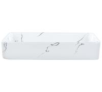 Ceramic Countertop Basin Marble Effect 610 x 350 mm White HOPI