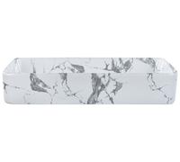 Beliani Countertop Basin White Ceramic Gloss Bathroom Wash Rectangular | 62 x 35 x 11 cm