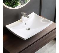 Ceramic Countertop Basin White Bathroom Washbasin Rectangle Sink 605×440mm