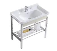Ceramic Countertop Freestanding Sinks, Outdoor Utility Sinks, Portable Sinks with Stainless Steel Legs, Suitable for Balconies, Dining Rooms, Bathrooms, Backy(One Color-101*48*82cm (39.7*18.9*32.3in)