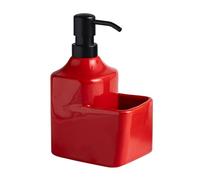 Ceramic Countertop Soap Dispenser with Sponge Holder Two-in-one Lotion Dispenser for Kitchens Hotels Bathrooms（2 pcs）(Rot)