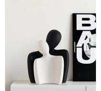 Ceramic Couple Statues for Home Decor, Hugging Couple Figurines for Shelf and Table Decor, Modern Romantic Sculptures for Living Room Bedroom Office Decor, Black White