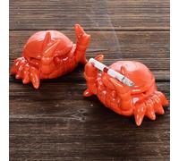 Ceramic Crab Ashtray with Lid (Red-2packs)