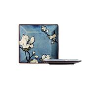 Ceramic creative hand-painted square flat plate retro kiln glaze exquisite personality-Magnolia