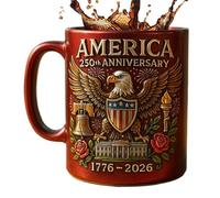 Ceramic Cup - 11oz Tea and Coffee Mug for Work, Study with Easy Grip Handle, Cultural Flag & Eagle Symbol Design for Men, Women, Adults, Kitchen, Office, Outdoor, Secure Packaging