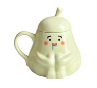 Ceramic Cup | 450ml Cute Pear Shape Drinkware,Tea Cup with Handle and Lid,for Tea Latte Coffee Hot Chocolate Beverage Milk Water