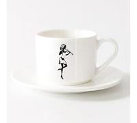 Ceramic Cup Beautiful Violinist Girl Violin Music Musical （6oz/175ml） Perfect for Kitchens, Restaurants & Cafes, Great Gift Idea，Sets Tea Cup with Saucers (White)