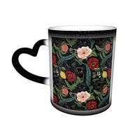 Ceramic Cup Botanical and Black Pugs Heat Sensitive Color Changing Mug in The Sky Coffee Mugs Personalized Gifts