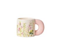 Ceramic Cup Cartoon Flower Coffee Cute Small Animal Mug Handle Ceramic Afternoon Tea Water Office Home Couple Gift Enamel 550 Ml (Secret Garden - Pink *1,550 ml)