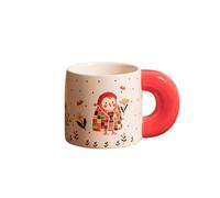 Ceramic Cup Cartoon Flower Coffee Cute Small Animal Mug Handle Ceramic Afternoon Tea Water Office Home Couple Gift Enamel 550 Ml (Red owl (1 Cup),550 ml)