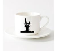 Ceramic Cup for Coffee Tea Cocoa Music Hard Rock Pop Guitar （6oz/175ml） Perfect for Kitchens, Restaurants & Cafes, Great Gift Idea，Sets Tea Cup with Saucers (White)